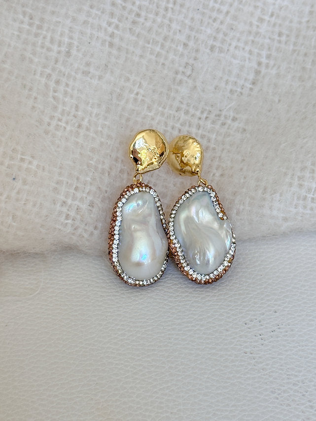 Easton Elle - Oasis Pearl Bling Earrings - Gold-Easton Elle-July & June Women's Fashion Boutique Located in San Antonio, Texas