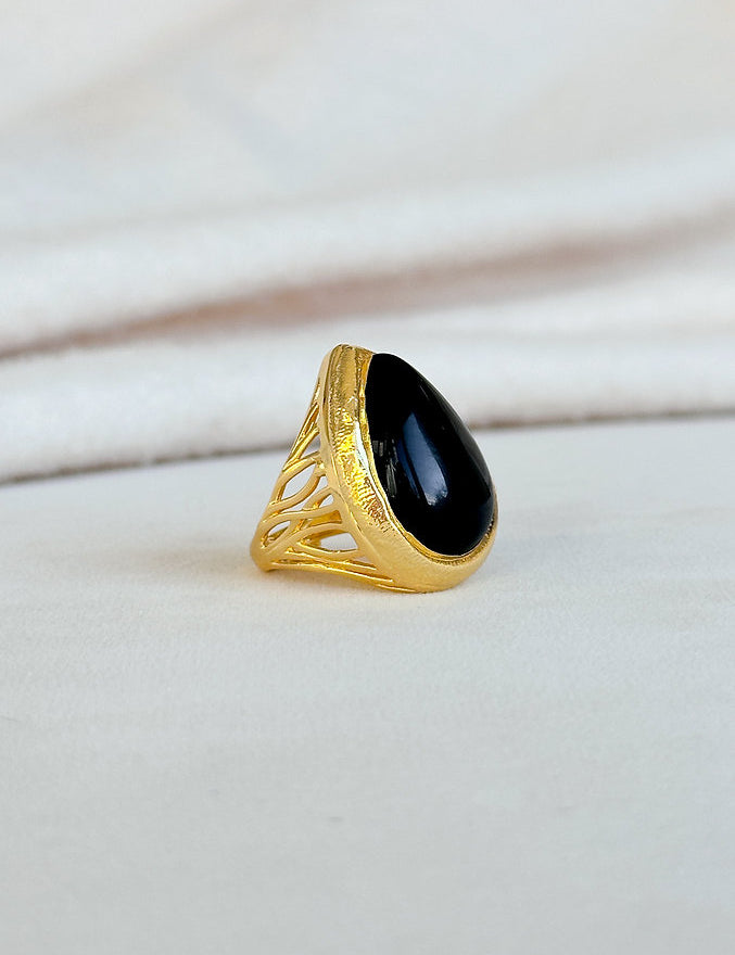 Easton Elle - Tear Drop Ring - Black-110 Jewelry & Hair-Easton Elle-July & June Women's Fashion Boutique Located in San Antonio, Texas