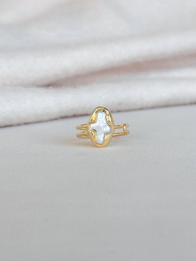 Easton Elle - Single Ring Pearl Cross-110 Jewelry & Hair-Easton Elle-July & June Women's Fashion Boutique Located in San Antonio, Texas