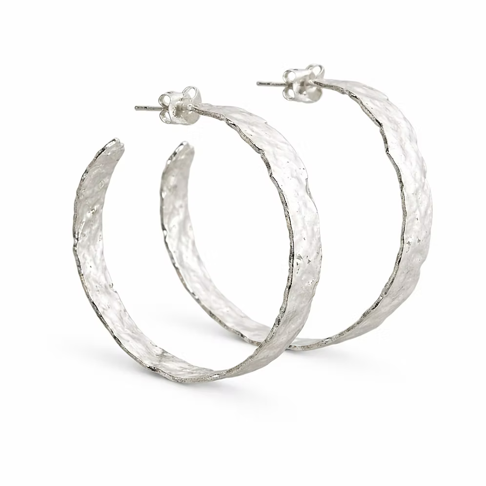 Easton Elle - Plated Hoop Earring - Silver - Large-110 Jewelry & Hair-Easton Elle-July & June Women's Fashion Boutique Located in San Antonio, Texas