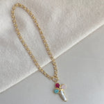 Easton Elle - Multi Stone Cross Loop Necklace-110 Jewelry & Hair-Easton Elle-July & June Women's Fashion Boutique Located in San Antonio, Texas