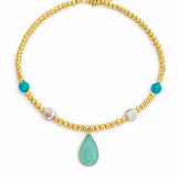 Easton Elle - Beam Multi Stone Necklace w/ Pendant - Gold-110 Jewelry & Hair-Easton Elle-July & June Women's Fashion Boutique Located in San Antonio, Texas
