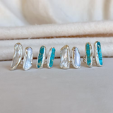 Easton Elle - Linear Doubled Ring - Pearl - Silver