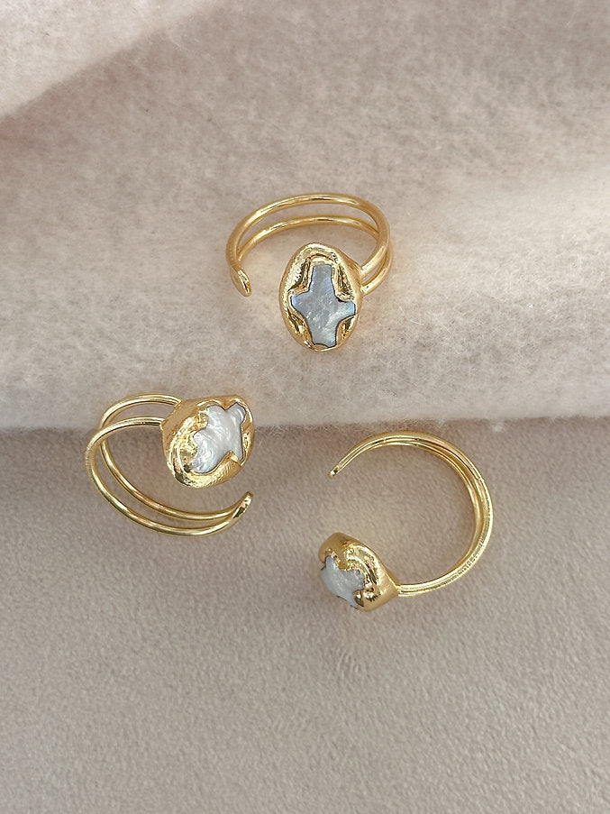 Easton Elle - Single Ring Pearl Cross-110 Jewelry & Hair-Easton Elle-July & June Women's Fashion Boutique Located in San Antonio, Texas