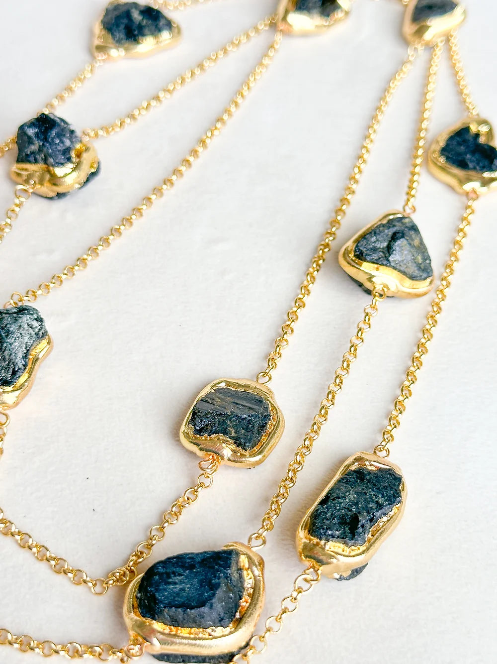 Easton Elle - Triple Black Tourmaline Necklace-110 Jewelry & Hair-Easton Elle-July & June Women's Fashion Boutique Located in San Antonio, Texas