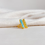 Easton Elle - Linear Doubled Ring - Turquoise