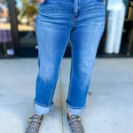 Vervet - Mid Rise Ankle Cuffed Jeans-400 Pants-VEVERT BY FLYING MONKEY-July & June Women's Fashion Boutique Located in San Antonio, Texas