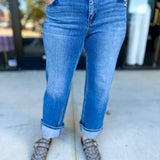 Vervet - Mid Rise Ankle Cuffed Jeans-400 Pants-VEVERT BY FLYING MONKEY-July & June Women's Fashion Boutique Located in San Antonio, Texas