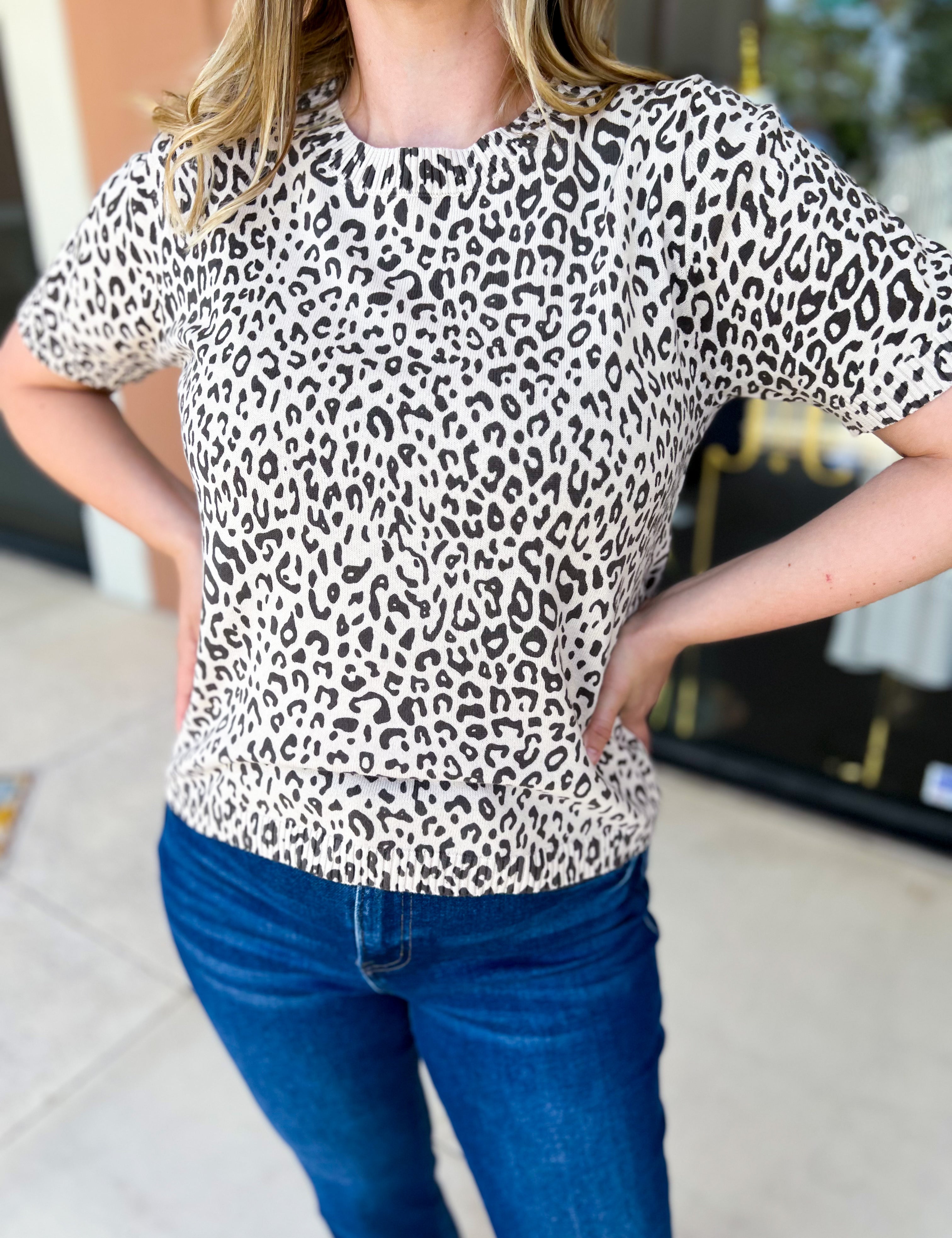 Lightweight Knit Leopard Top-230 Sweaters/Cardis-FATE-July & June Women's Fashion Boutique Located in San Antonio, Texas
