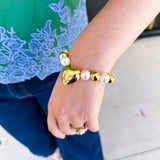 Treasure Jewels - Heart & Pearls Bracelet-110 Jewelry & Hair-Treasure Jewels-July & June Women's Fashion Boutique Located in San Antonio, Texas