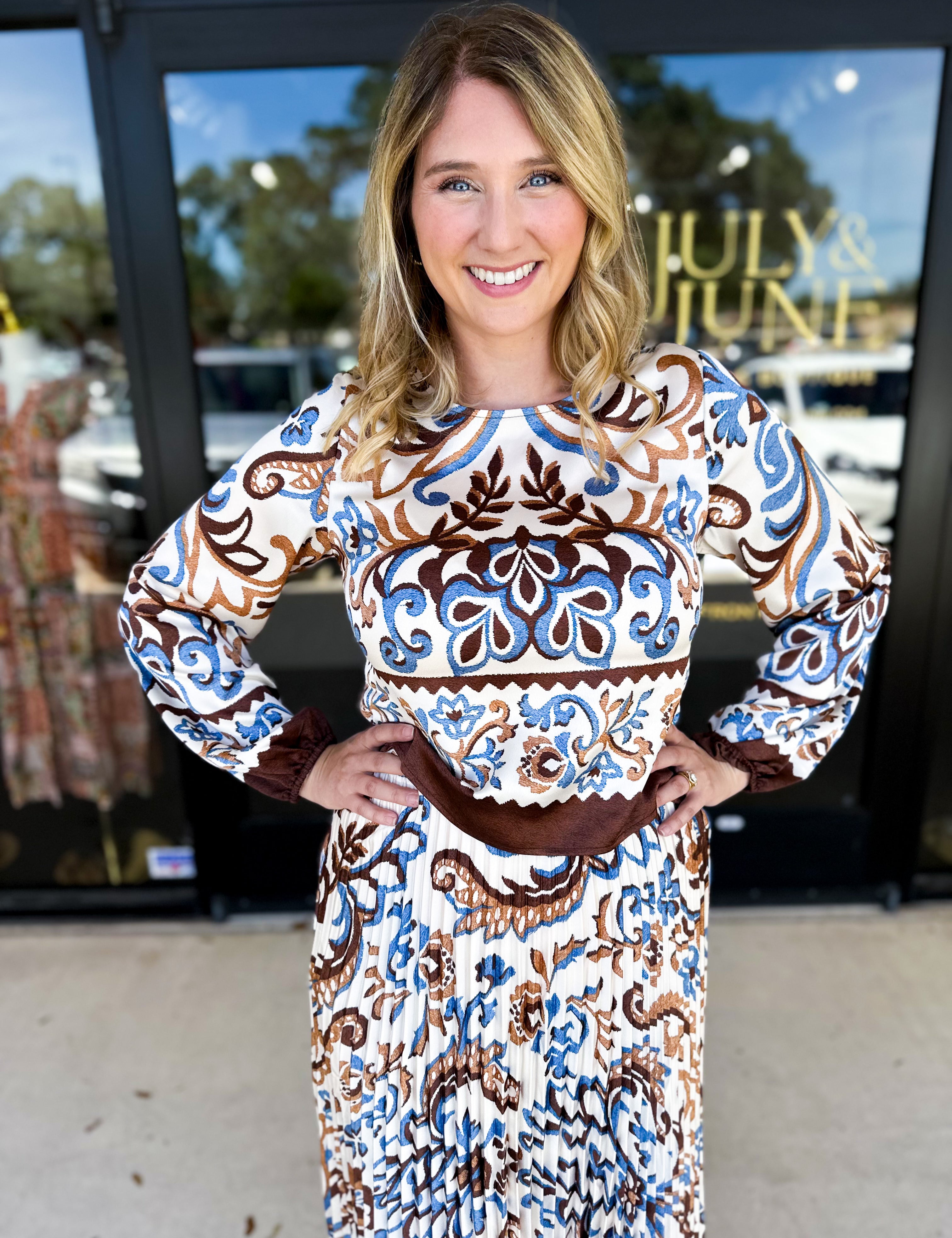 The Savannah Blouse-200 Fashion Blouses-SKIES ARE BLUE-July & June Women's Fashion Boutique Located in San Antonio, Texas