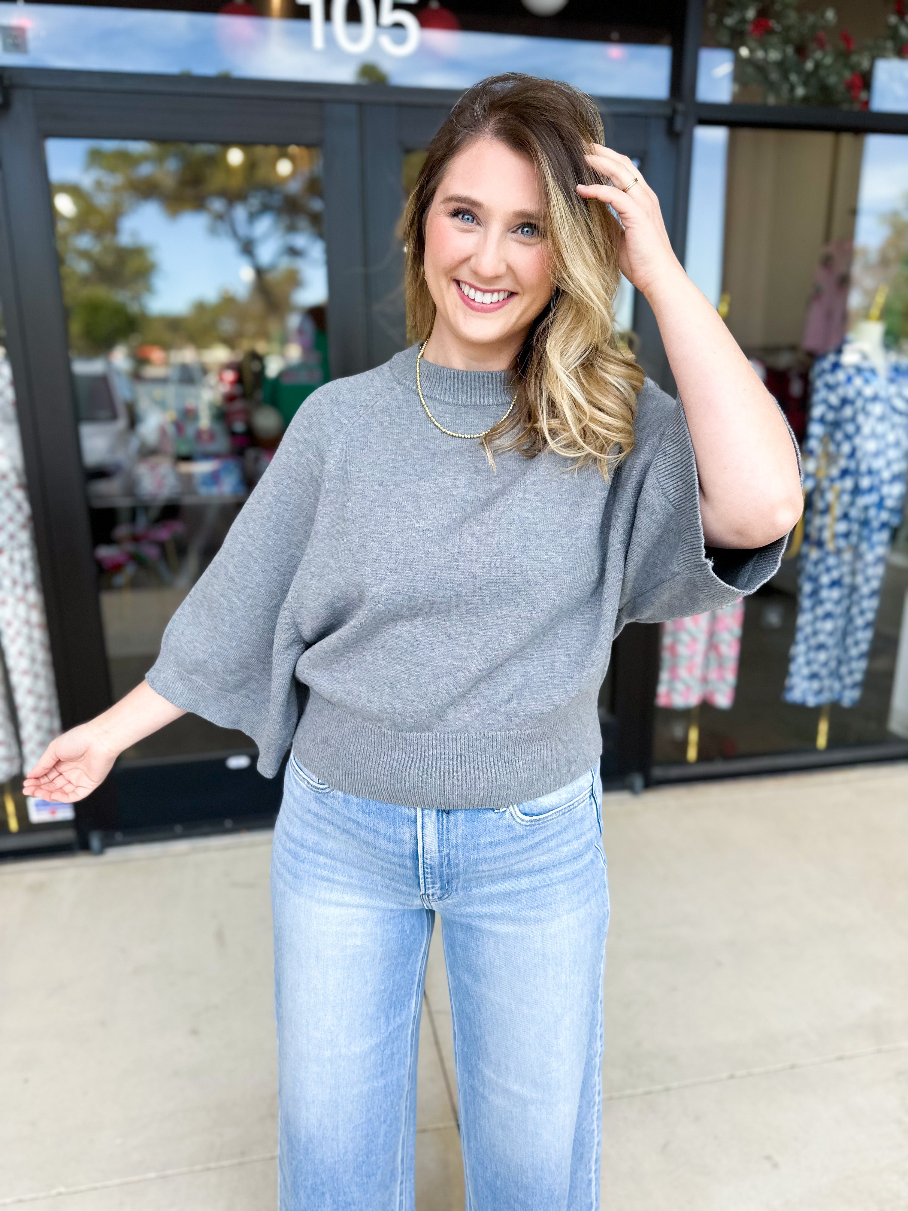 Fall's Favorite Sweater Top - Grey-230 Sweaters/Cardis-FATE-July & June Women's Fashion Boutique Located in San Antonio, Texas