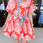 THML - Orange & Blue Mini Dress-510 Mini-THML-July & June Women's Fashion Boutique Located in San Antonio, Texas