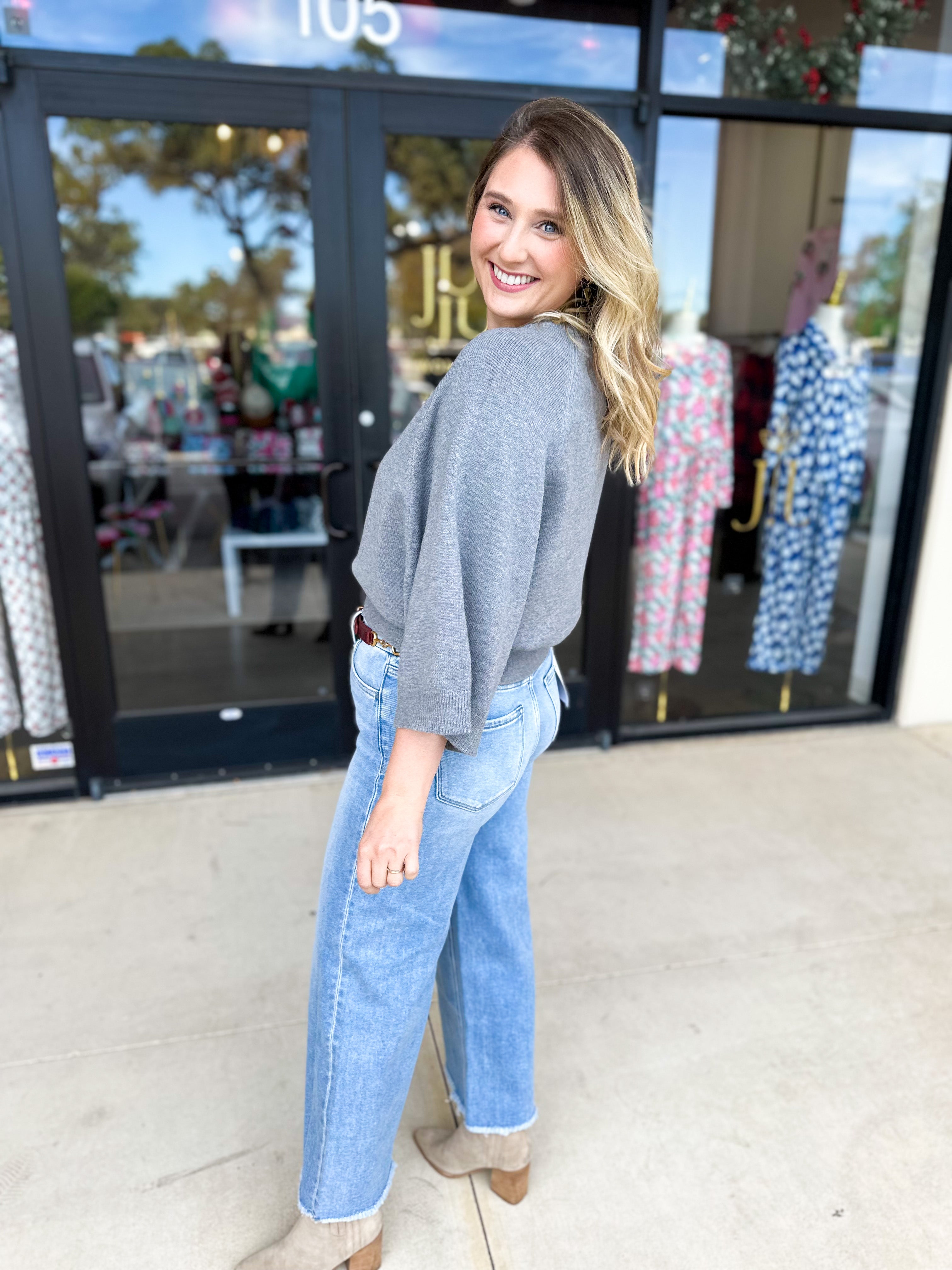 Fall's Favorite Sweater Top - Grey-230 Sweaters/Cardis-FATE-July & June Women's Fashion Boutique Located in San Antonio, Texas