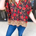 Fall Garden Blouse - Black-200 Fashion Blouses-ENTRO-July & June Women's Fashion Boutique Located in San Antonio, Texas