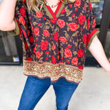 Fall Garden Blouse - Black-200 Fashion Blouses-ENTRO-July & June Women's Fashion Boutique Located in San Antonio, Texas
