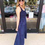 The Summertime Savvy Midi Dress - Navy-500 Midi-SKIES ARE BLUE-July & June Women's Fashion Boutique Located in San Antonio, Texas