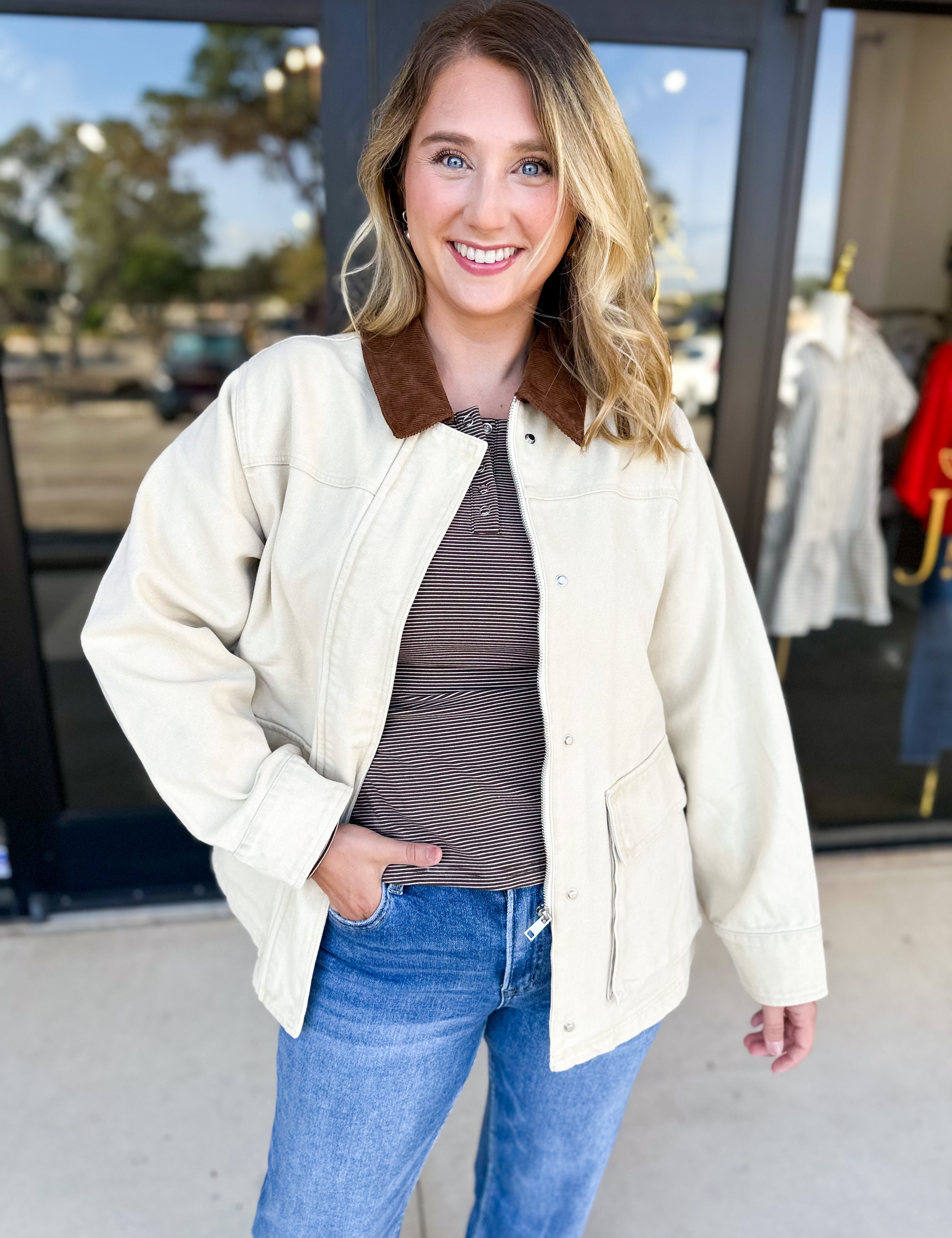 Barn Jacket - Tan-600 Outerwear-AARON & AMBER-July & June Women's Fashion Boutique Located in San Antonio, Texas