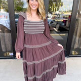 Mocha Boho Midi Dress-500 Midi-LISTICLE-July & June Women's Fashion Boutique Located in San Antonio, Texas
