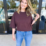 The Kimmy Sweater Top - Brown-230 Sweaters/Cardis-ENTRO-July & June Women's Fashion Boutique Located in San Antonio, Texas