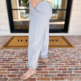 Striped Twill Elastic Barrel Pants-400 Pants-ALLIE ROSE-July & June Women's Fashion Boutique Located in San Antonio, Texas