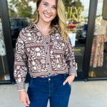 The Wrenlee Blouse - Chocolate Brown-200 Fashion Blouses-POLOGRAM-July & June Women's Fashion Boutique Located in San Antonio, Texas