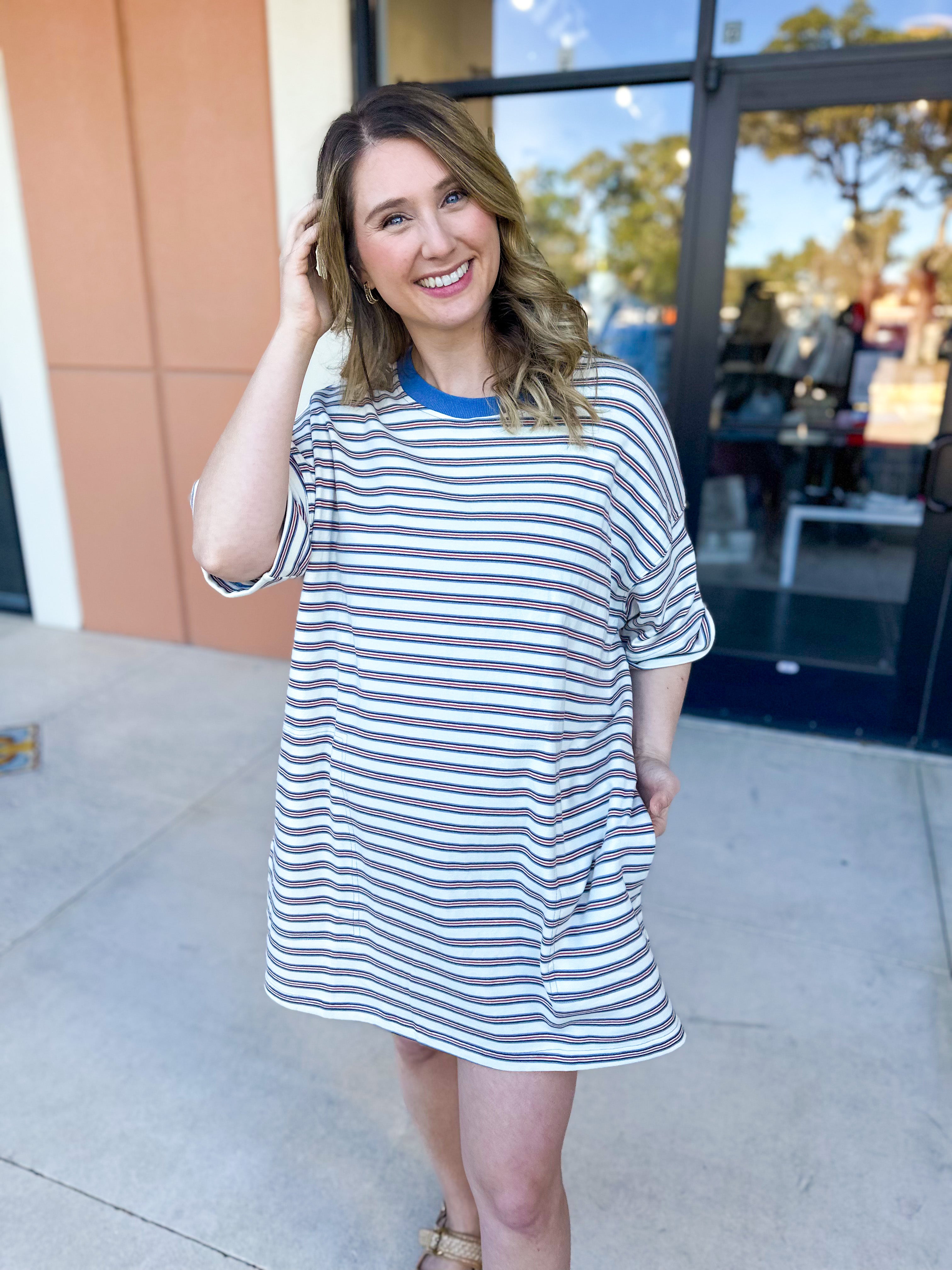 Oversized T-Shirt Mini Dress - Cream-510 Mini-VEVERET CLOTHING-July & June Women's Fashion Boutique Located in San Antonio, Texas
