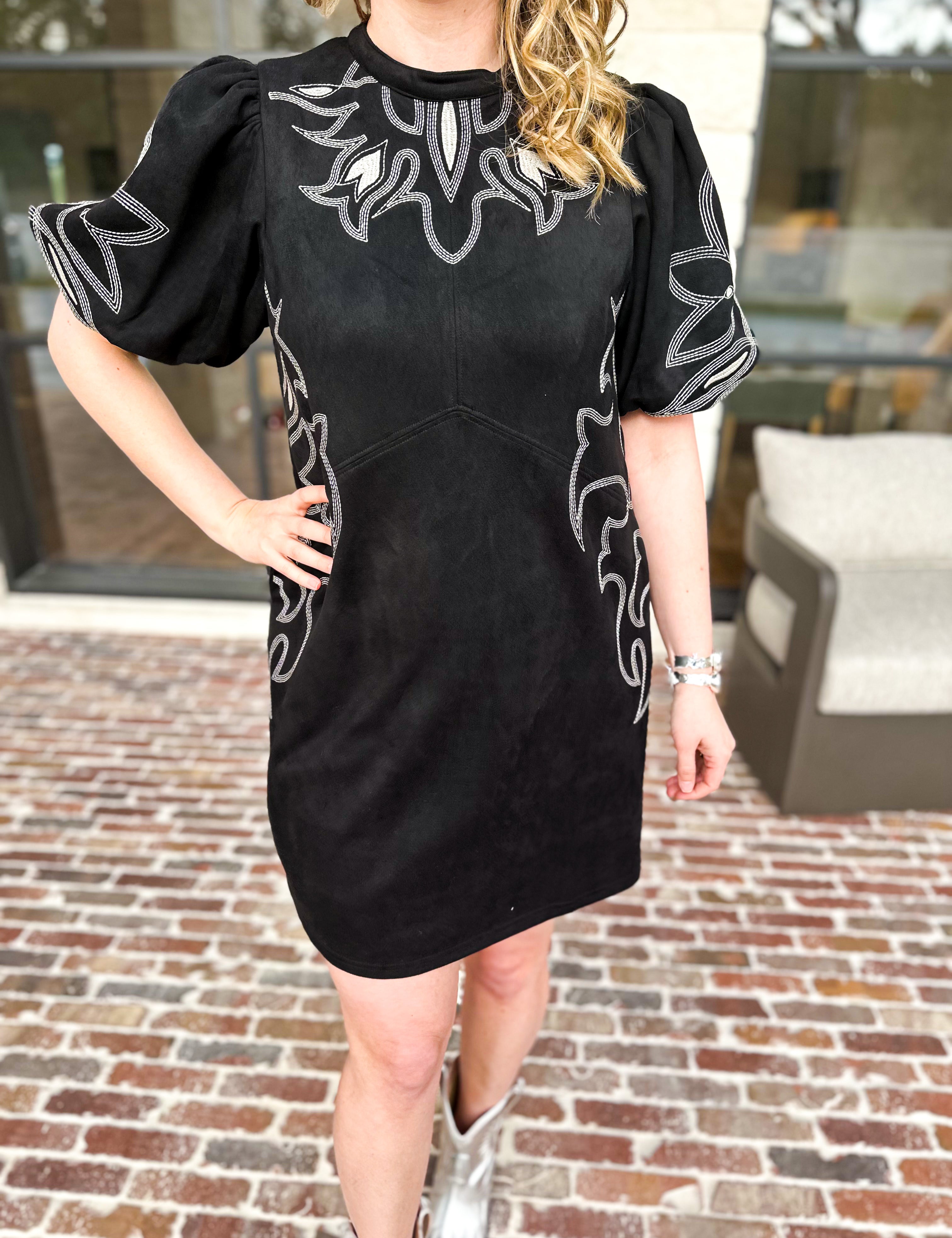 THML - Black Western Mini Dress-510 Mini-THML-July & June Women's Fashion Boutique Located in San Antonio, Texas