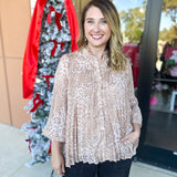 Champagne Cheetah Blouse-200 Fashion Blouses-FATE-July & June Women's Fashion Boutique Located in San Antonio, Texas