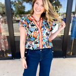 Fun In Fall Florals Blouse-200 Fashion Blouses-ENTRO-July & June Women's Fashion Boutique Located in San Antonio, Texas