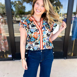 Fun In Fall Florals Blouse-200 Fashion Blouses-ENTRO-July & June Women's Fashion Boutique Located in San Antonio, Texas