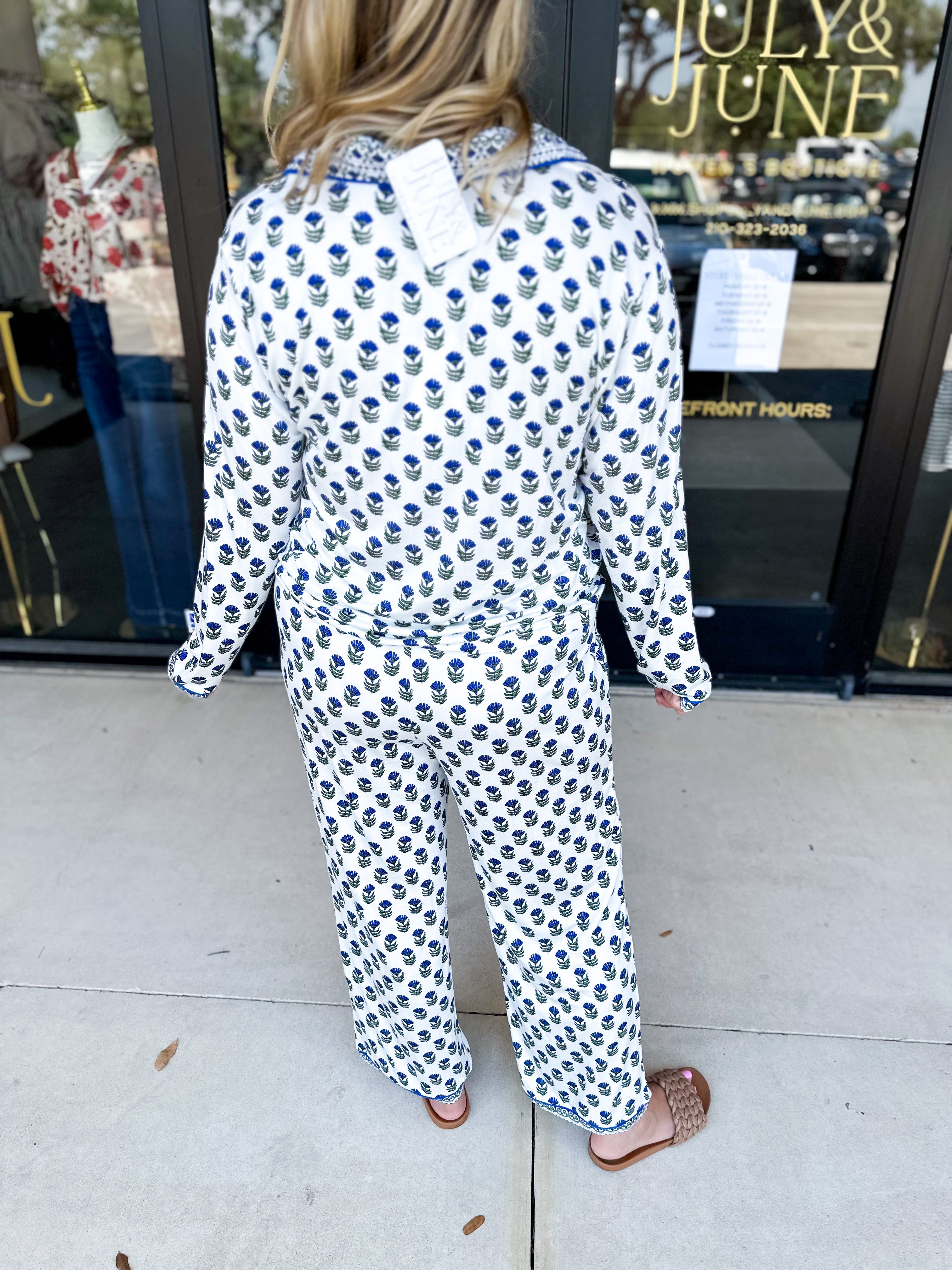 Mary Square - Charlotte Floral Foulard PJ Set-300 Athleisure/Lounge-MARY SQUARE-July & June Women's Fashion Boutique Located in San Antonio, Texas