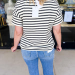 Black & White Knit Tee-210 Casual Blouses-POLOGRAM-July & June Women's Fashion Boutique Located in San Antonio, Texas