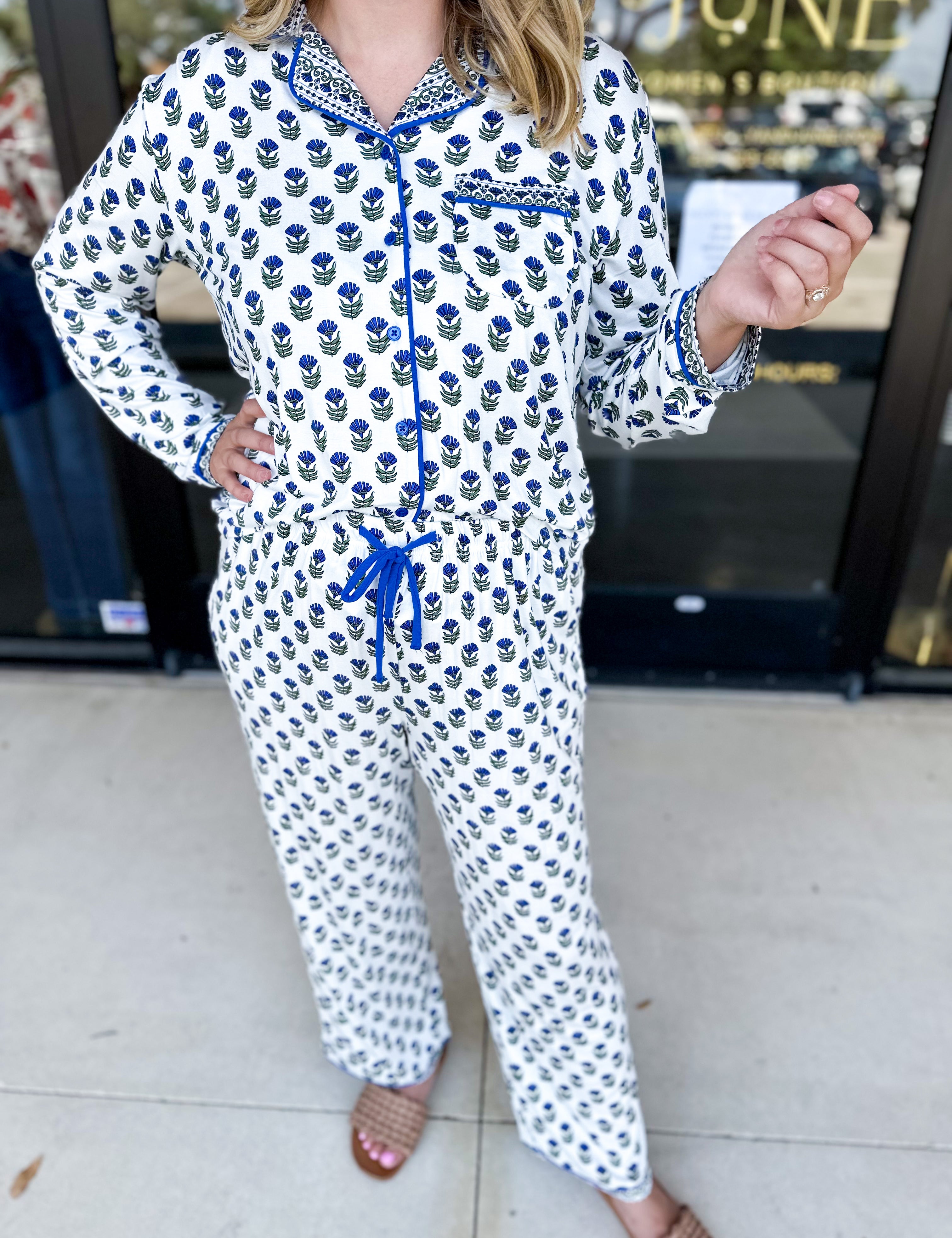 Mary Square - Charlotte Floral Foulard PJ Set-300 Athleisure/Lounge-MARY SQUARE-July & June Women's Fashion Boutique Located in San Antonio, Texas