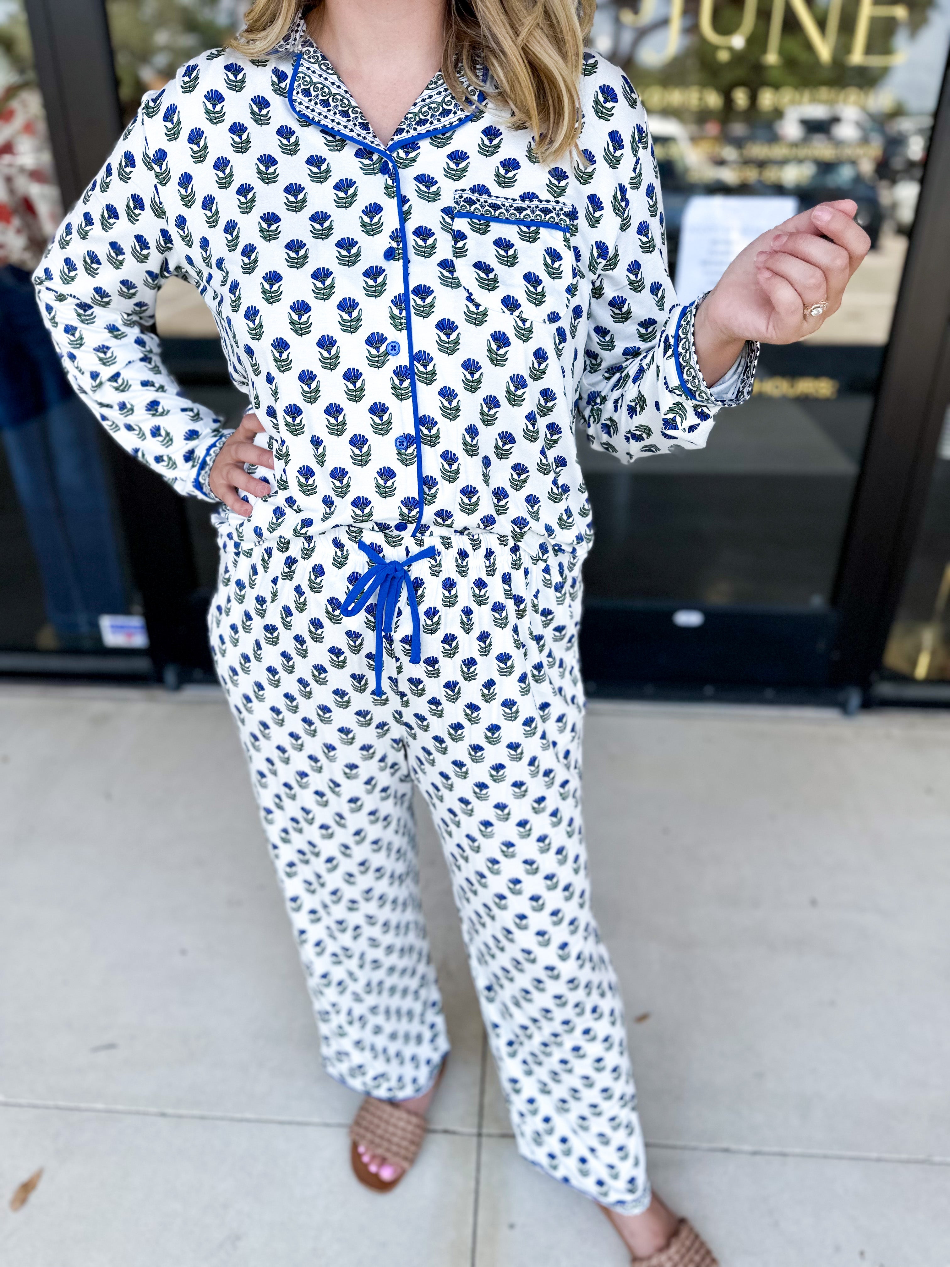 Mary Square - Charlotte Floral Foulard PJ Set-300 Athleisure/Lounge-MARY SQUARE-July & June Women's Fashion Boutique Located in San Antonio, Texas