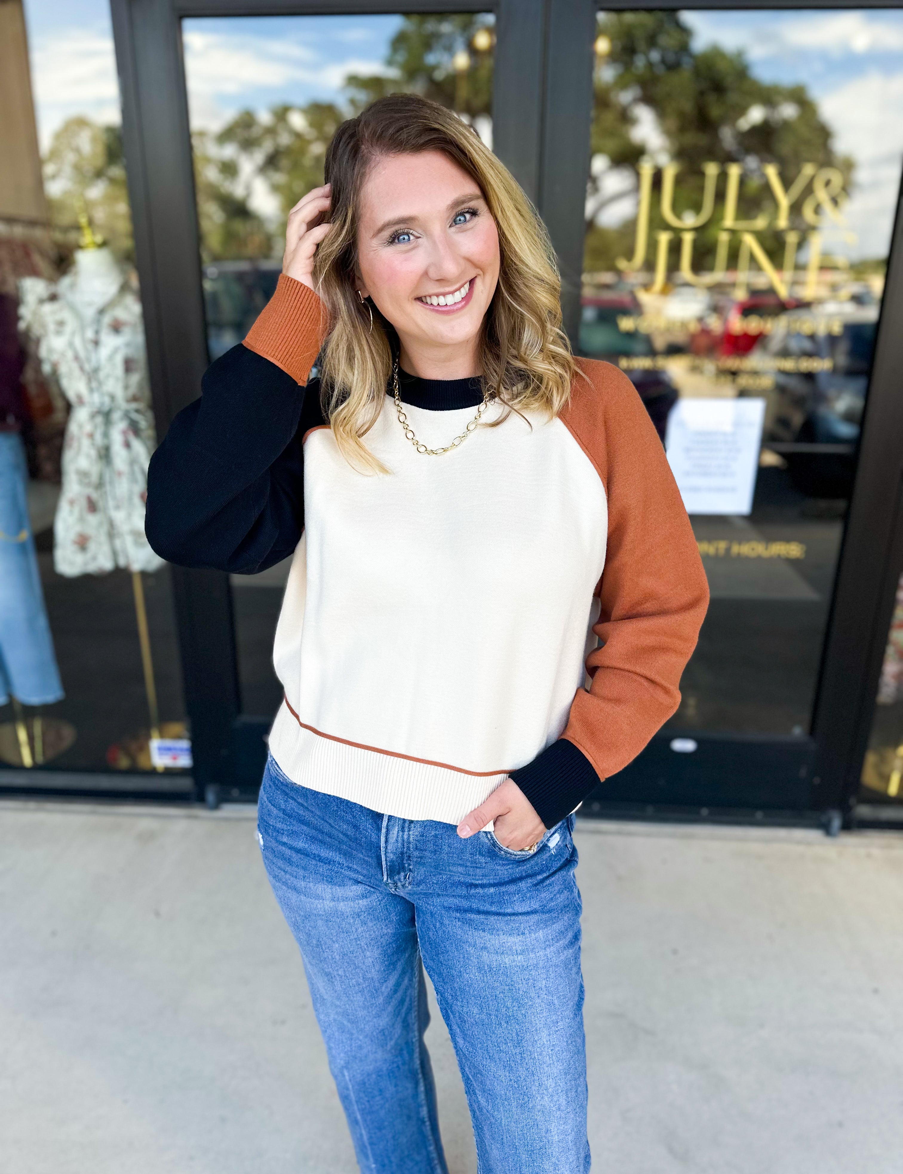 THML - Colorblock Sweater-230 Sweaters/Cardis-THML-July & June Women's Fashion Boutique Located in San Antonio, Texas