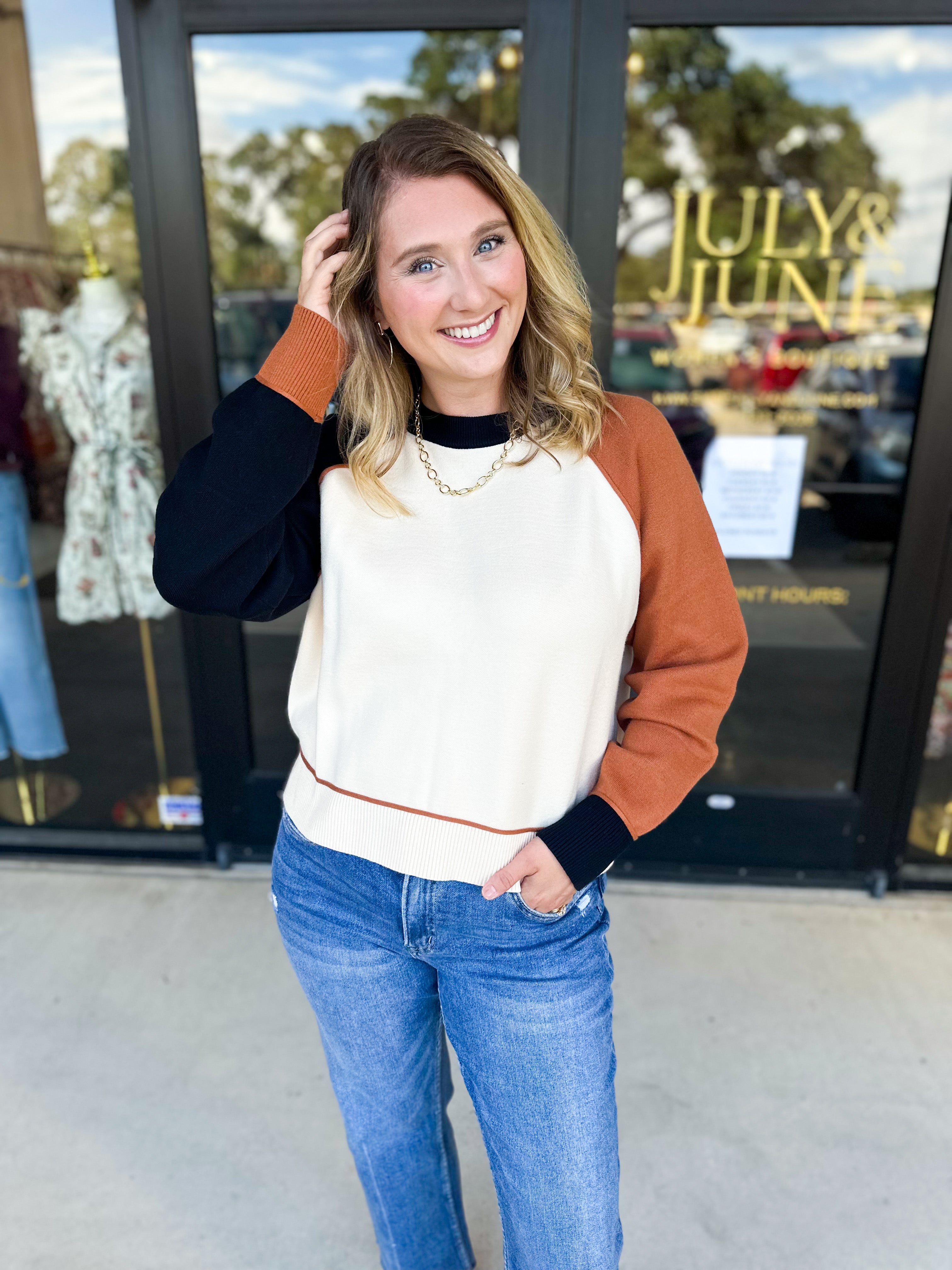 THML - Colorblock Sweater-230 Sweaters/Cardis-THML-July & June Women's Fashion Boutique Located in San Antonio, Texas
