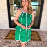 Kelly Green Scalloped Mini Dress-510 Mini-TCEC-July & June Women's Fashion Boutique Located in San Antonio, Texas