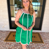 Kelly Green Scalloped Mini Dress-510 Mini-TCEC-July & June Women's Fashion Boutique Located in San Antonio, Texas