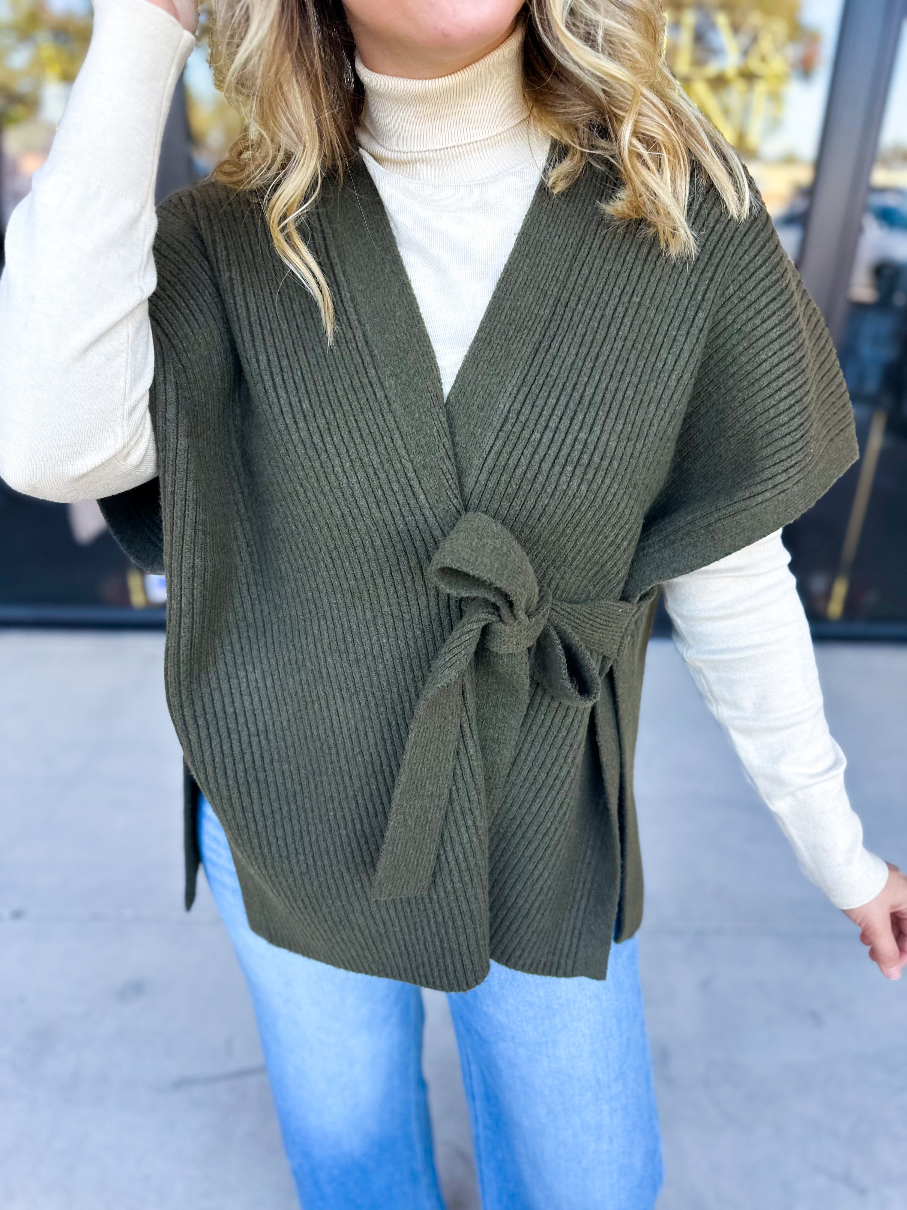 THML - Chic Knit Cardigan Wrap - Green-230 Sweaters/Cardis-THML-July & June Women's Fashion Boutique Located in San Antonio, Texas