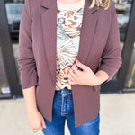The Blair Blazer - Espresso-600 Outerwear-SKIES ARE BLUE-July & June Women's Fashion Boutique Located in San Antonio, Texas