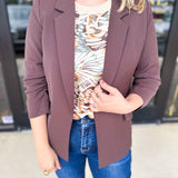 The Blair Blazer - Espresso-600 Outerwear-SKIES ARE BLUE-July & June Women's Fashion Boutique Located in San Antonio, Texas