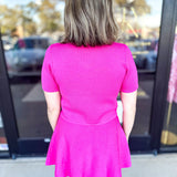 Posh Pink Short Sleeve Cardigan-230 Sweaters/Cardis-ENTRO-July & June Women's Fashion Boutique Located in San Antonio, Texas
