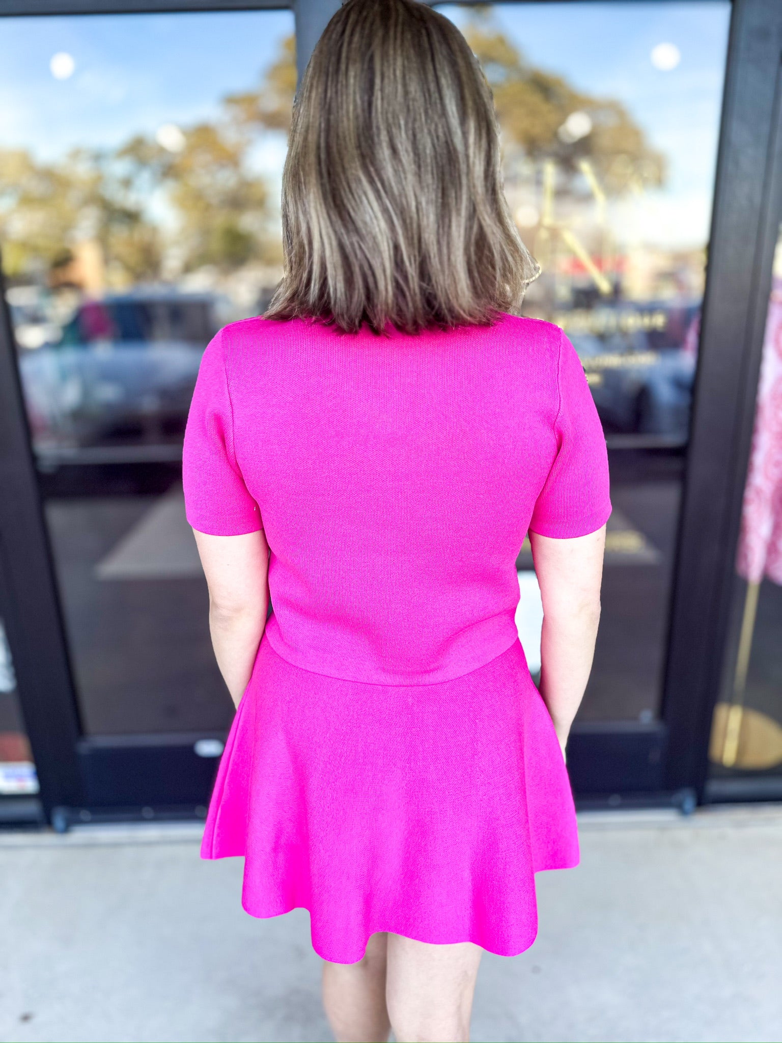 Posh Pink Short Sleeve Cardigan-230 Sweaters/Cardis-ENTRO-July & June Women's Fashion Boutique Located in San Antonio, Texas