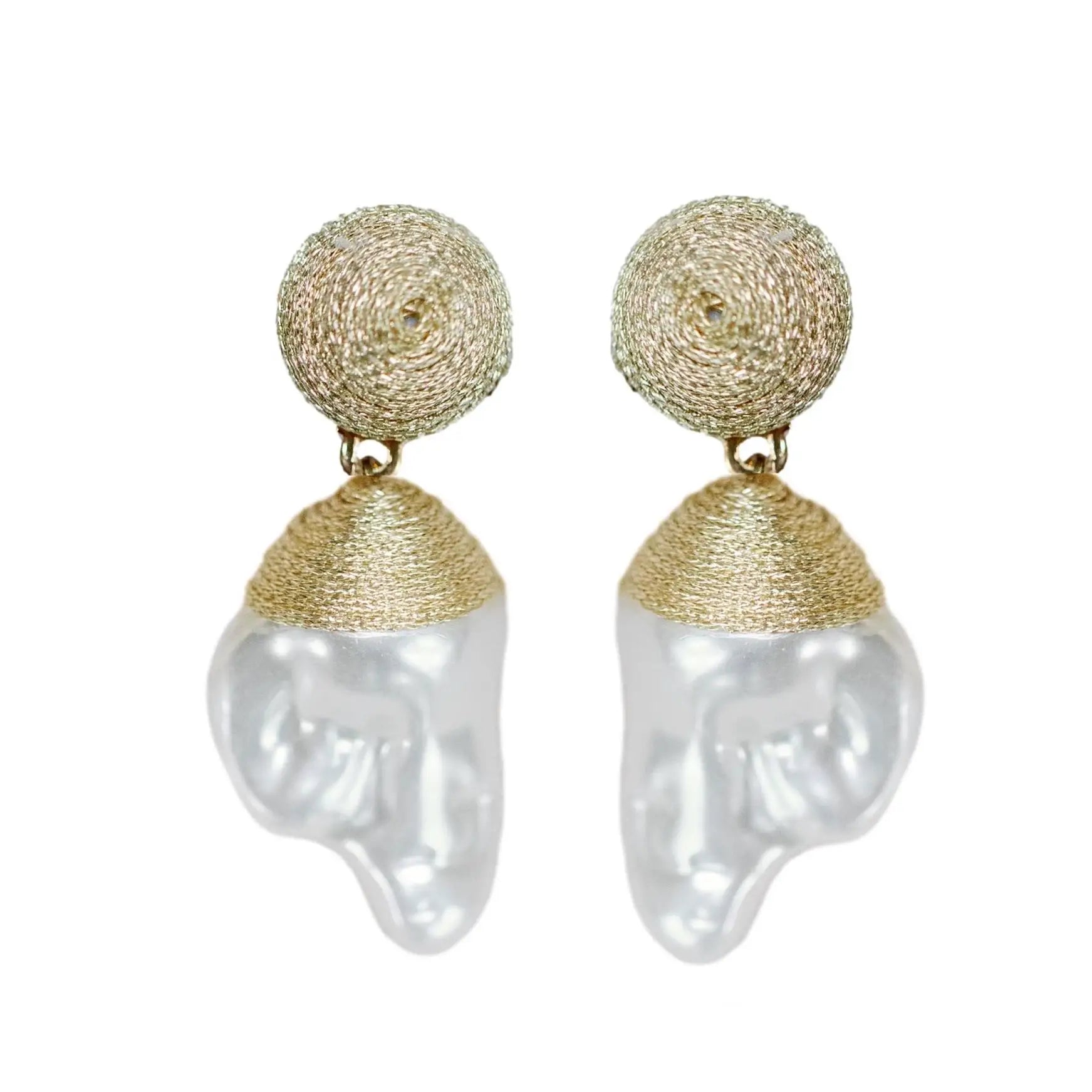 Gold Natural Pearl Statement Drop Earrings-110 Jewelry & Hair-St Armands Designs of Sarasota-July & June Women's Fashion Boutique Located in San Antonio, Texas