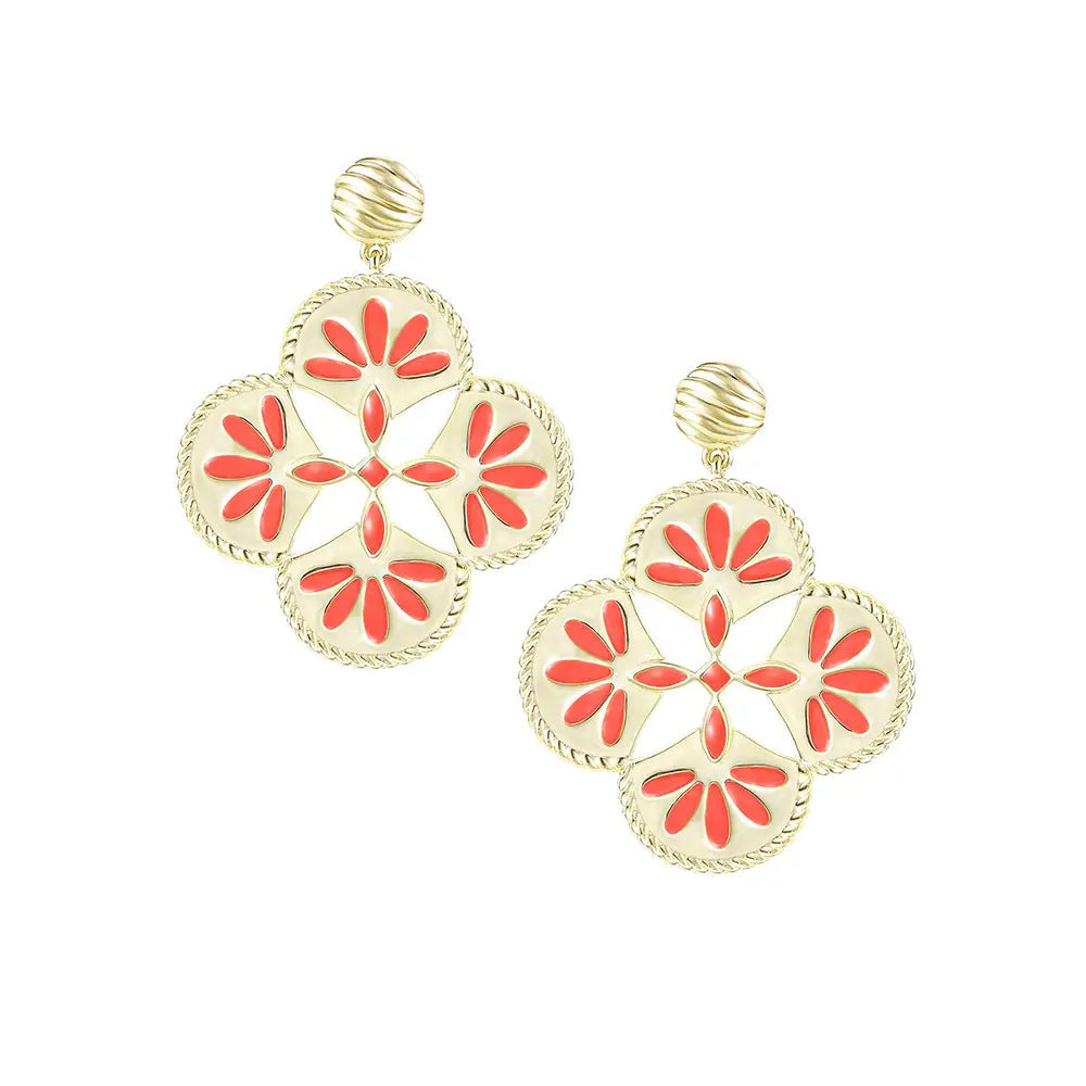 Natalie Wood - Sea Breeze Statement Earring Coral Red-120 Jewelry & Hair-Natalie Wood-July & June Women's Fashion Boutique Located in San Antonio, Texas