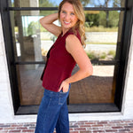 In Style Knit Vest - Merlot-200 Fashion Blouses-SKIES ARE BLUE-July & June Women's Fashion Boutique Located in San Antonio, Texas