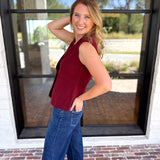 In Style Knit Vest - Merlot-200 Fashion Blouses-SKIES ARE BLUE-July & June Women's Fashion Boutique Located in San Antonio, Texas