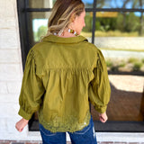 Work to Happy Hour Blouse - Martini Olive-200 Fashion Blouses-ENTRO-July & June Women's Fashion Boutique Located in San Antonio, Texas