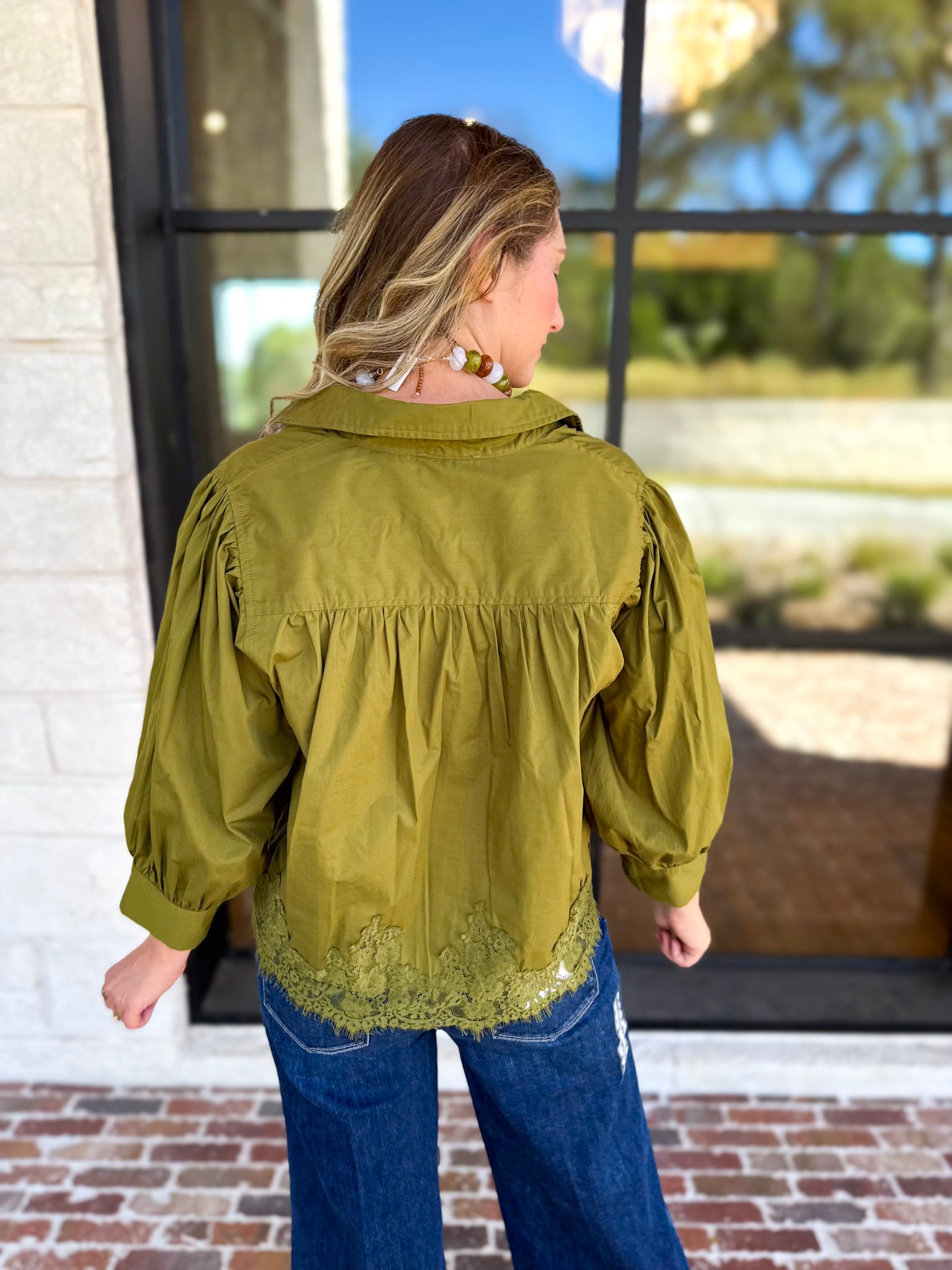 Work to Happy Hour Blouse - Martini Olive-200 Fashion Blouses-ENTRO-July & June Women's Fashion Boutique Located in San Antonio, Texas
